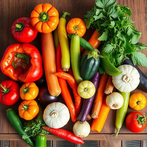 Assortiment de légumes frais et colorés sur une table de cuisine