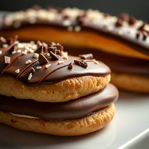 Gros plan sur des éclairs au chocolat décorés