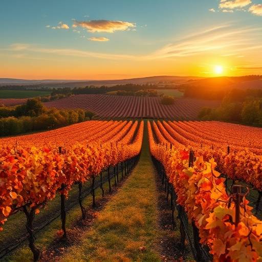 Vue panoramique d'un vignoble franäais en automne